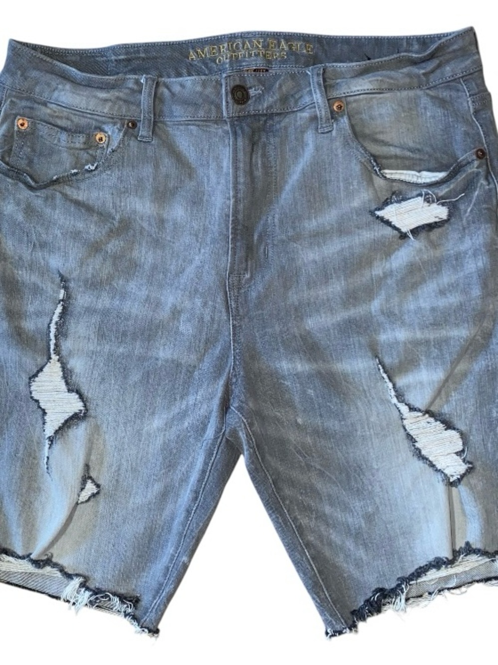American Eagle Extreme Flex Distressed Grey Cutoff Dark Wash Mens Size 36 (V-1)